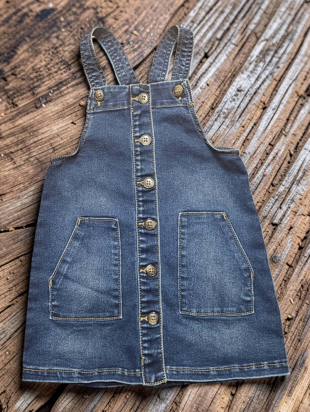 WONDER NATION Dark Blue Denim Pinafore Dress. Size 4T. Excellent Condition!